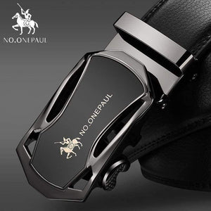 Brand Fashion Automatic Buckle Black Genuine Leather Belt Men's Belts Cow Leather Belts For Men 3.5cm Width WQE789