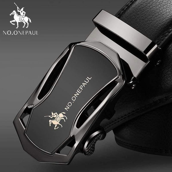 Brand Fashion Automatic Buckle Black Genuine Leather Belt Men's Belts Cow Leather Belts For Men 3.5cm Width WQE789