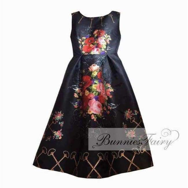 Planet Gates Celebrity-inspired Women Elegant Vintage Retro Flower Floral Print Vest Dresses Sleeveless O-Neck Vestido de Fiesta