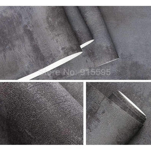 Planet Gates Cement Ash / 5.3㎡ Retro Plain Grey Cement PVC Vinyl Wallpaper For Walls Living Room Bar Cafe Restaurant Clothing Shop Background Wallpaper Roll