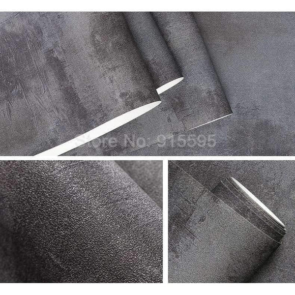 Planet Gates Cement Ash / 5.3㎡ Retro Plain Grey Cement PVC Vinyl Wallpaper For Walls Living Room Bar Cafe Restaurant Clothing Shop Background Wallpaper Roll