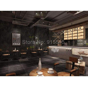Planet Gates Cement Ash / 5.3㎡ Retro Plain Grey Cement PVC Vinyl Wallpaper For Walls Living Room Bar Cafe Restaurant Clothing Shop Background Wallpaper Roll