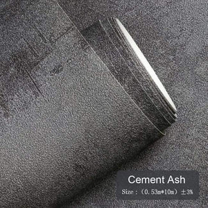 Planet Gates Cement Ash / 5.3㎡ Retro Plain Grey Cement PVC Vinyl Wallpaper For Walls Living Room Bar Cafe Restaurant Clothing Shop Background Wallpaper Roll