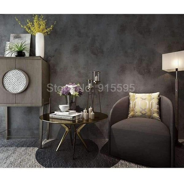 Planet Gates Cement Ash / 5.3㎡ Retro Plain Grey Cement PVC Vinyl Wallpaper For Walls Living Room Bar Cafe Restaurant Clothing Shop Background Wallpaper Roll