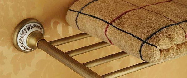 Planet Gates Ceramic Bathroom Products Round Base Brushed Accessories Set Antique Brass Bath Hardware Sets wall mounted anqtiue bathroom set