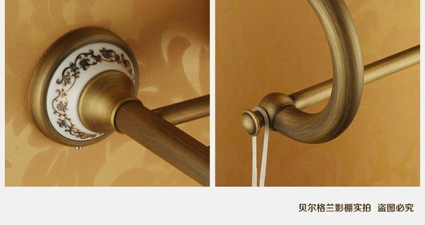 Planet Gates Ceramic Bathroom Products Round Base Brushed Accessories Set Antique Brass Bath Hardware Sets wall mounted anqtiue bathroom set
