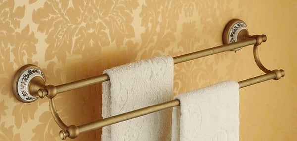 Planet Gates Ceramic Bathroom Products Round Base Brushed Accessories Set Antique Brass Bath Hardware Sets wall mounted anqtiue bathroom set