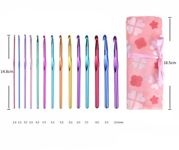 Planet Gates CH008-C1 Crochet Hooks Set With Case 14 Styles Knitting Needles Set DIY Needle Arts Craft Scissors  Markers Sewing Tools GYH