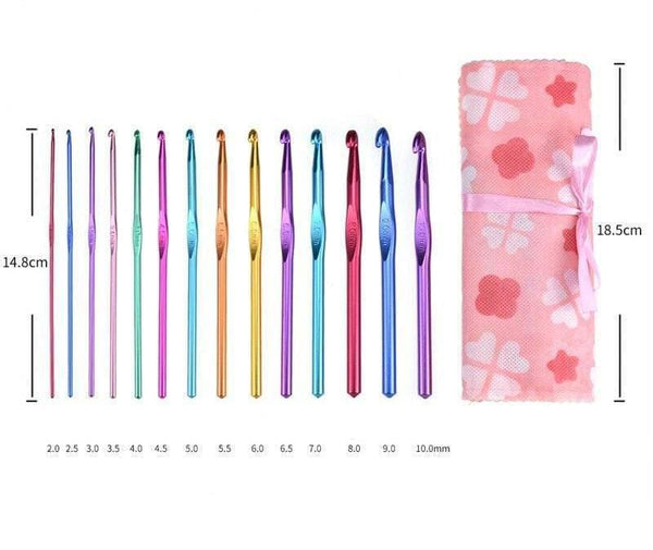Planet Gates CH008-C1 Premium Crochet Hooks Set With Case 14 Styles Knitting Needles Kit DIY Arts Craft Scissors Stitch Markers Sewing Tools ZXH