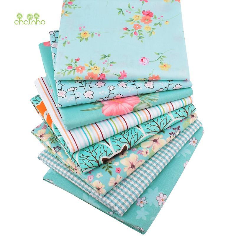 Planet Gates Chainho,Green Floral Series,8pcs/Lot,Printed Twill Cotton Fabric,Patchwork Cloth,DIY Sewing Quilting Material For Baby&Children