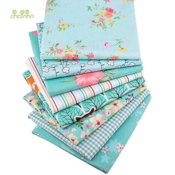 Planet Gates Chainho,Green Floral Series,8pcs/Lot,Printed Twill Cotton Fabric,Patchwork Cloth,DIY Sewing Quilting Material For Baby&Children