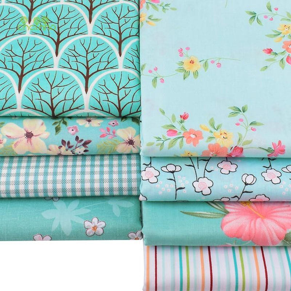 Planet Gates Chainho,Green Floral Series,8pcs/Lot,Printed Twill Cotton Fabric,Patchwork Cloth,DIY Sewing Quilting Material For Baby&Children