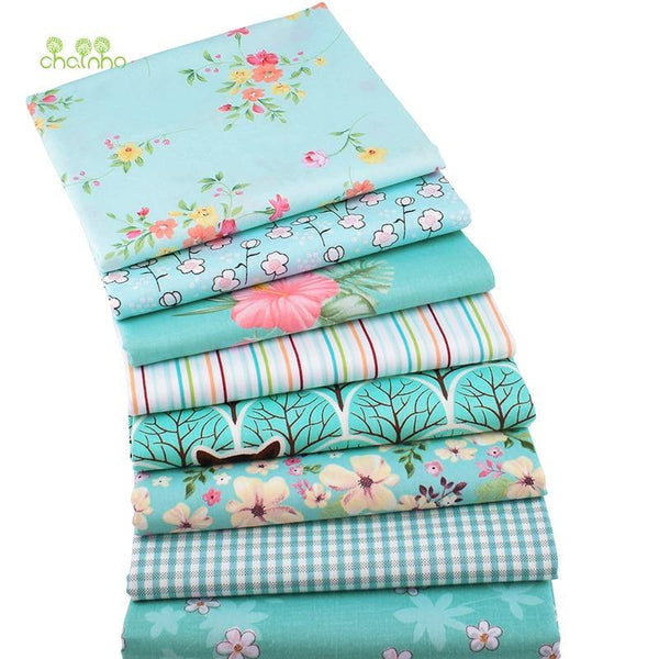Planet Gates Chainho,Green Floral Series,8pcs/Lot,Printed Twill Cotton Fabric,Patchwork Cloth,DIY Sewing Quilting Material For Baby&Children