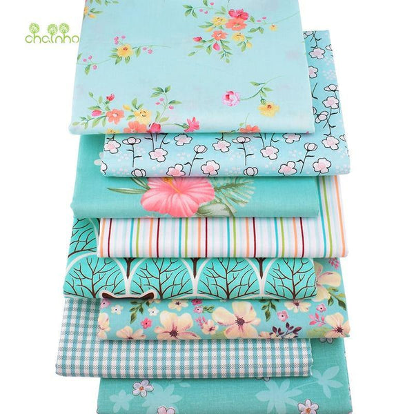 Planet Gates Chainho,Green Floral Series,8pcs/Lot,Printed Twill Cotton Fabric,Patchwork Cloth,DIY Sewing Quilting Material For Baby&Children