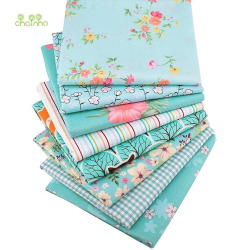 Planet Gates Chainho,Green Floral Series,8pcs/Lot,Printed Twill Cotton Fabric,Patchwork Cloth,DIY Sewing Quilting Material For Baby&Children