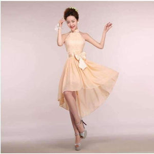 Planet Gates Champagne / 2 New sleeveless Halter white color Ankle-Length bride girls Bridesmaid dresses
