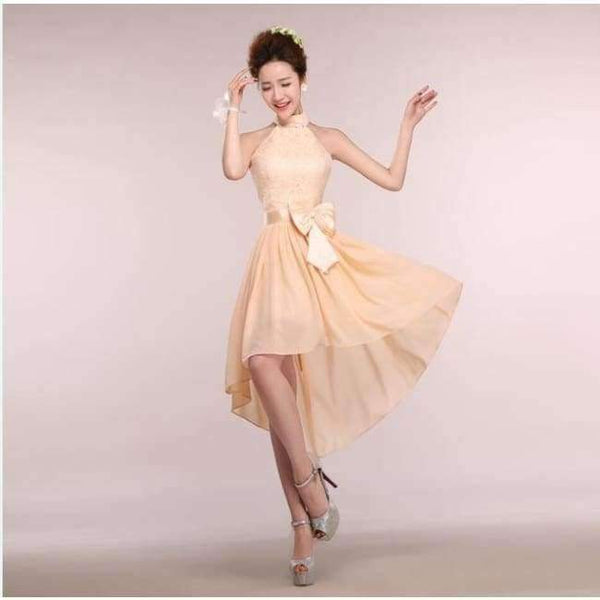 Planet Gates Champagne / 2 New sleeveless Halter white color Ankle-Length bride girls Bridesmaid dresses