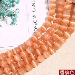 Planet Gates champagne / 4mm 95pcs White/Pink/Purple/Green Natural Cat Eye Beads for Making Jewelry DIY Bracelets Necklace Findings Wholesale 4/6/8/10/12MM Strand