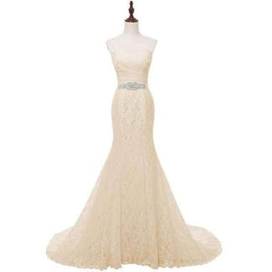 Planet Gates Champagne / 6 / 100cm Wedding Gown Real Photos White Lace Cheap Mermaid Wedding Dress Train 2017 Vintage Sash vestido De noiva 2017 SLD-W001