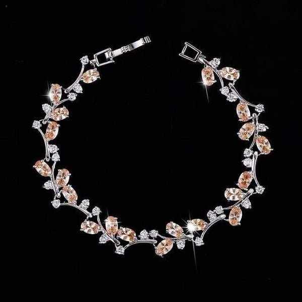 Planet Gates Champagne Cubic Zircon Crystal Silver Color Royal Jewellry Green CZ Stone Tennis Bracelets for Women B015