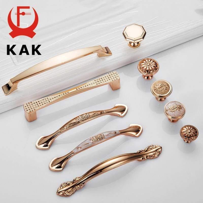 Champagne Gold Door Handles Zinc Alloy Cabinet Handle Drawer Knobs European Wardrobe Pulls Kitchen Handle Furniture Hardware
