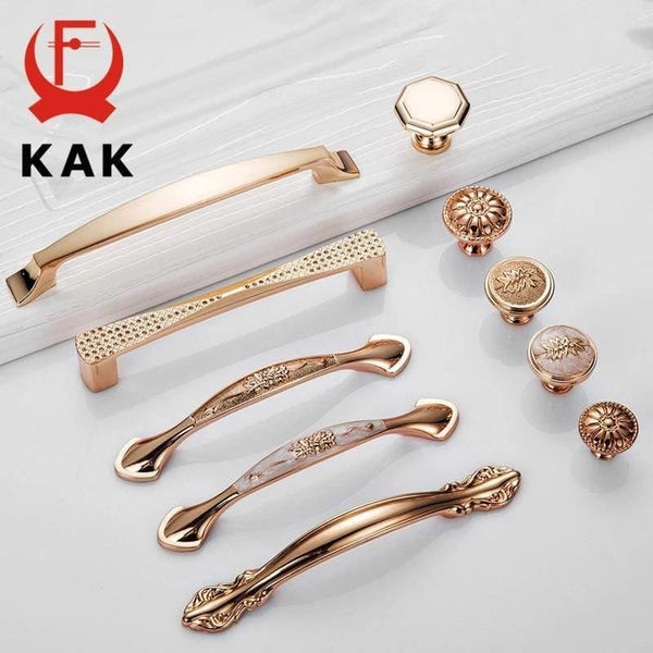 Champagne Gold Door Handles Zinc Alloy Cabinet Handle Drawer Knobs European Wardrobe Pulls Kitchen Handle Furniture Hardware