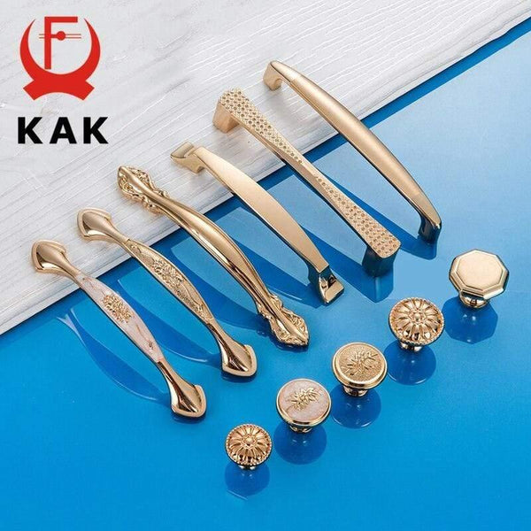 Champagne Gold Door Handles Zinc Alloy Cabinet Handle Drawer Knobs European Wardrobe Pulls Kitchen Handle Furniture Hardware