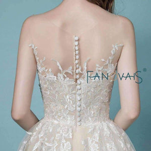 Planet Gates Champagne Lace Wedding Dress Beach Bridal Gowns Wedding Gowns Tulle Wedding DressesVestido de Novia 2018 robe de mariage