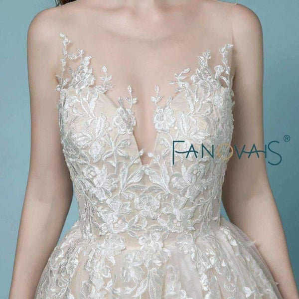 Planet Gates Champagne Lace Wedding Dress Beach Bridal Gowns Wedding Gowns Tulle Wedding DressesVestido de Novia 2018 robe de mariage