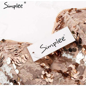 Simplee Shiny Sequin Backless Sexy Mesh Dress Summer Sleeveless Mini Dress V Neck Party Club Women Punk Style Dress Vestidos