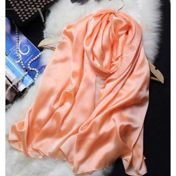 Planet Gates Champagne Scarf Women 100% Natural Silk Wraps Shawls and Scarves 180*90cm Hijabs Solider Colors Beach Cover up
