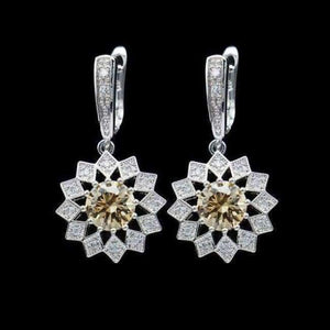 Planet Gates champange Fashion Blue Zircon Silver 925 Jewelry Hanging Drop Dangle Earrings For Women With Stones Free Gift drop ship