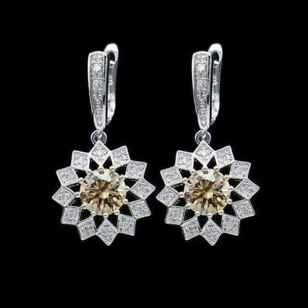 Planet Gates champange Fashion Blue Zircon Silver 925 Jewelry Hanging Drop Dangle Earrings For Women With Stones Free Gift drop ship