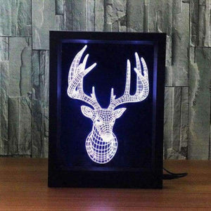 Planet Gates Changeable / elk Creative 3D LED Acrylic Photo Frame Table Lamp Light Elk/Dolphin/Guitar 7 Color Smart Bedside Night Light With Remote Control