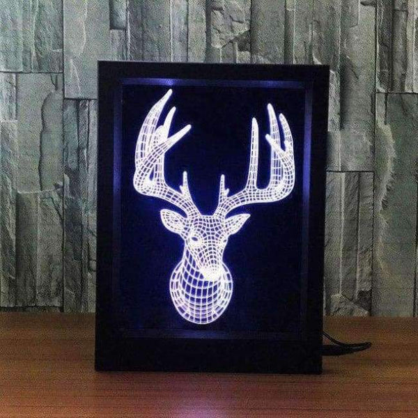 Planet Gates Changeable / elk Creative 3D LED Acrylic Photo Frame Table Lamp Light Elk/Dolphin/Guitar 7 Color Smart Bedside Night Light With Remote Control