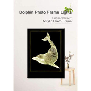 Planet Gates Changeable / guitar Creative 3D LED Acrylic Photo Frame Table Lamp Light Elk/Dolphin/Guitar 7 Color Smart Bedside Night Light With Remote Control