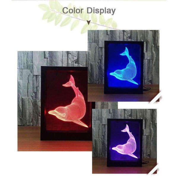 Planet Gates Changeable / guitar Creative 3D LED Acrylic Photo Frame Table Lamp Light Elk/Dolphin/Guitar 7 Color Smart Bedside Night Light With Remote Control