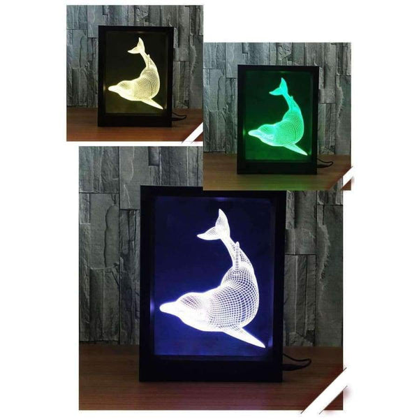 Planet Gates Changeable / guitar Creative 3D LED Acrylic Photo Frame Table Lamp Light Elk/Dolphin/Guitar 7 Color Smart Bedside Night Light With Remote Control