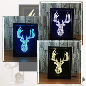 Planet Gates Changeable / guitar Creative 3D LED Acrylic Photo Frame Table Lamp Light Elk/Dolphin/Guitar 7 Color Smart Bedside Night Light With Remote Control