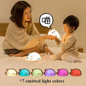Planet Gates Changeable / OT-0028 / CN 7-Colors Touch Sensor Animal Cat Shaped Soft Silicone Bedside Night Lamp Children Mother Feeding USB LED Desk Lamp Lighting