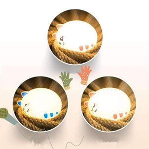 Planet Gates Changeable / OT-0028 / CN 7-Colors Touch Sensor Animal Cat Shaped Soft Silicone Bedside Night Lamp Children Mother Feeding USB LED Desk Lamp Lighting
