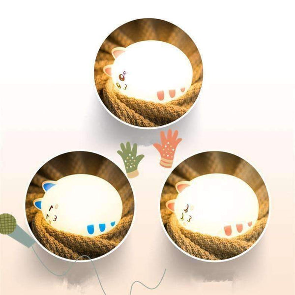 Planet Gates Changeable / OT-0028 / CN 7-Colors Touch Sensor Animal Cat Shaped Soft Silicone Bedside Night Lamp Children Mother Feeding USB LED Desk Lamp Lighting