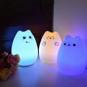 Planet Gates Vyměnitelné silikonové dotykové senzorové USB LED noční světlo pro děti Miminka 7 barev Kočka Měkká kreslená LED noční lampa pro děti Uvolnění stresu