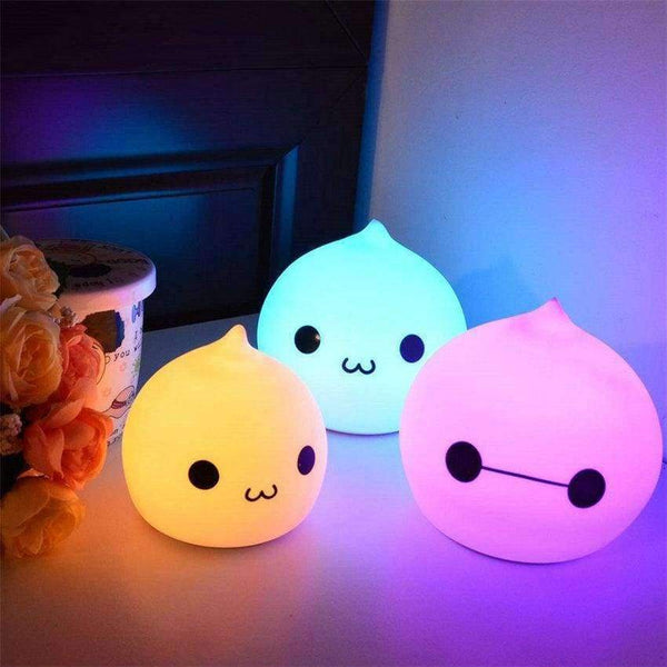 Planet Gates Vyměnitelné silikonové dotykové senzorové USB LED noční světlo pro děti Miminka 7 barev Kočka Měkká kreslená LED noční lampa pro děti Uvolnění stresu