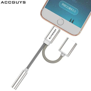 Planet Gates charge cable iPhone X/8 Plus IOS 11 Audio Adapter 3.5mm Headphone Jack Lighting Music Charge AUX Cable Splitter w USB Cable Gift