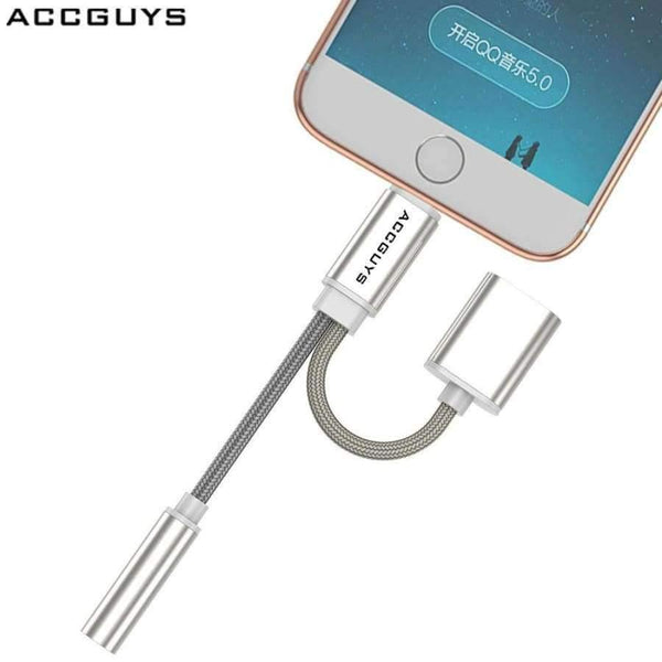 Planet Gates charge cable iPhone X/8 Plus IOS 11 Audio Adapter 3.5mm Headphone Jack Lighting Music Charge AUX Cable Splitter w USB Cable Gift