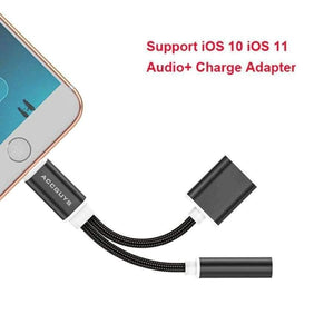 Planet Gates charge cable iPhone X/8 Plus IOS 11 Audio Adapter 3.5mm Headphone Jack Lighting Music Charge AUX Cable Splitter w USB Cable Gift