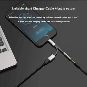 Planet Gates charge cable iPhone X/8 Plus IOS 11 Audio Adapter 3.5mm Headphone Jack Lighting Music Charge AUX Cable Splitter w USB Cable Gift