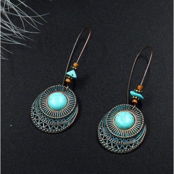 Planet Gates charming tibet silvers Retro Vintage Creative Silver blue Chalcedony opal TURQUOISEs earring  Female luck Jewelry shipping free