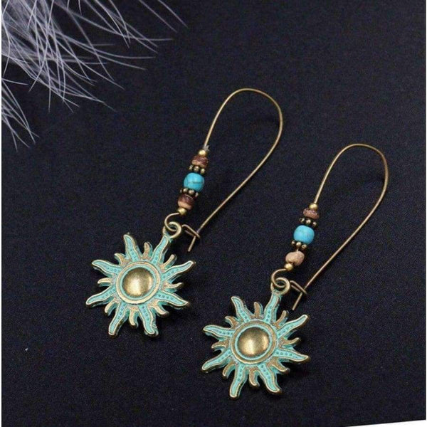Planet Gates charming tibet silvers Retro Vintage Creative Silver blue Chalcedony opal TURQUOISEs earring  Female luck Jewelry shipping free